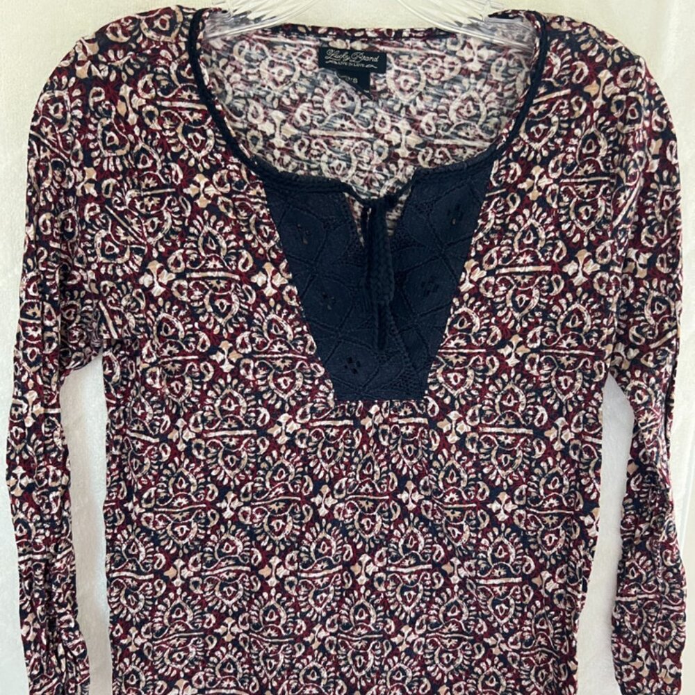 Lucky Brand 3/4 Sleeve Printed Blouse - Size S.